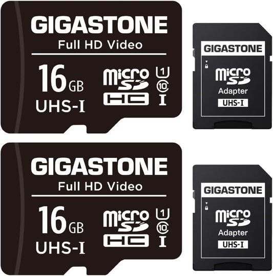 16GB Micro SD Card 2-Pack, FHD Video, Surveillance Security Cam Action Camera Drone, 85Mb/S Micro SDHC UHS-I U1 Class 10